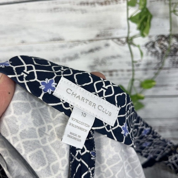 Charter Club Skirt size 10 Navy blue Purple Straight Knee Stretch Casual Career - Picture 10 of 10